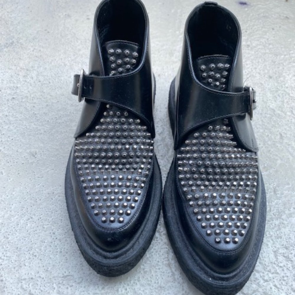 Saint Laurent Black Leather Studded Creeper